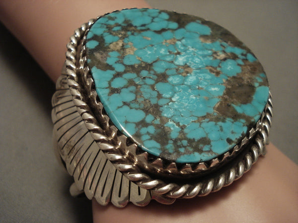 One Of The Best Vintage Navajo Tight Spider Matrix Turquoise Silver Bracelet