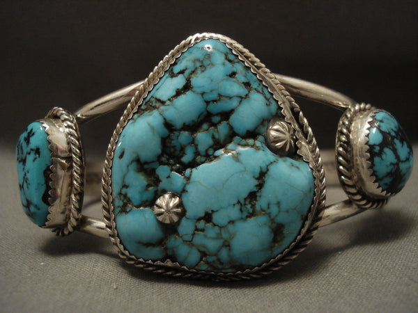 Nugget Form #8 Turquoise Vintage Navajo Silver Bracelet