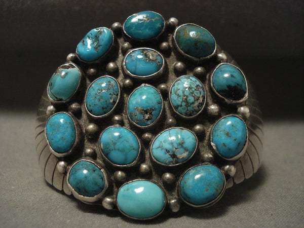 Museum Huge Oloder Vintage Navajo 'Silver Sheild' Turquoise Bracelet