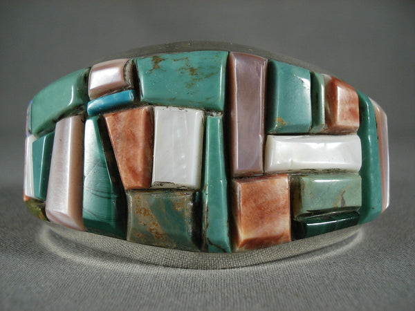 Mosaic Turquoise Wall Navajo Silver Bracelet