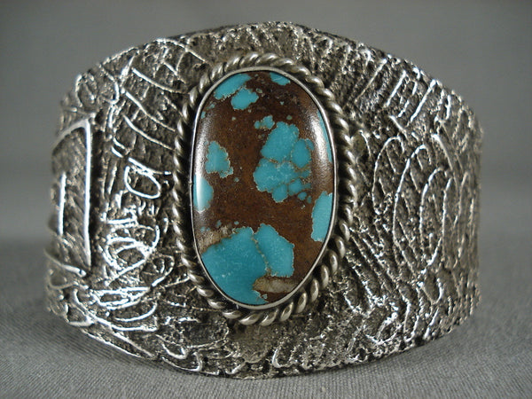 Museum Navajo Bisbee Turquoise 'Fantasy Dream' Silver Bracelet
