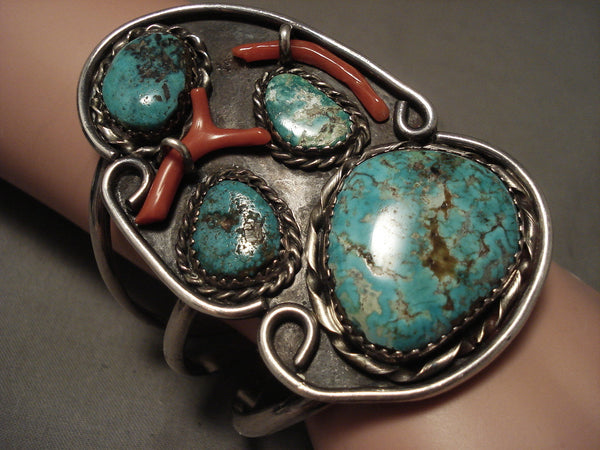 Private layaway- Absolutely Remarkable Vintage Navajo 'Branch Coral' Silver Bracelet