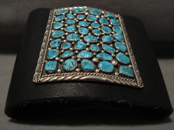 Huge Vintage Navajo Old Kingman Turquoise Silver Ketoh Bracelet Old