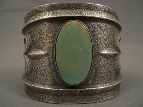 Museum Navajo Tufa Cast King's Manassa Turquoise Silver Bracelet