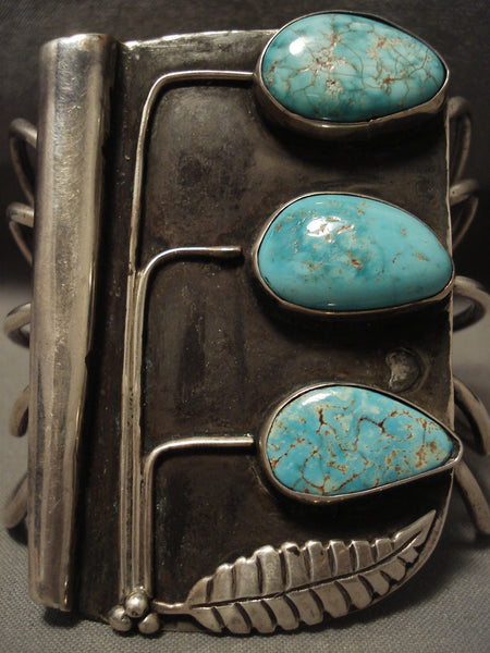 Museum Vintage Navajo 'Tree Of Life' Turquoise Silver Bracelet Old