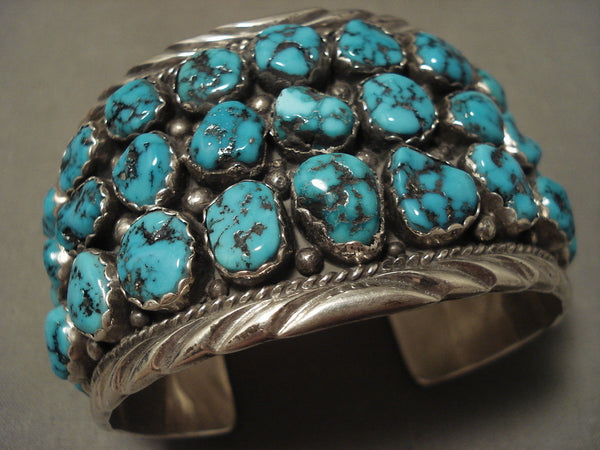 Museum Vintage Navajo 'Treasure Nugget' Turquoise Silver Bracelet