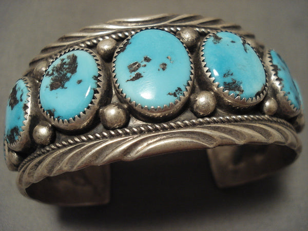 Museum Vintage Navajo 'Natural Domed Turquoise' Silver Bracelet Old