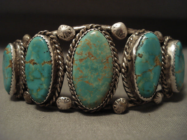 Quality Vintage Navajo 'Increasing Chunk' Natural Royston Bracelet