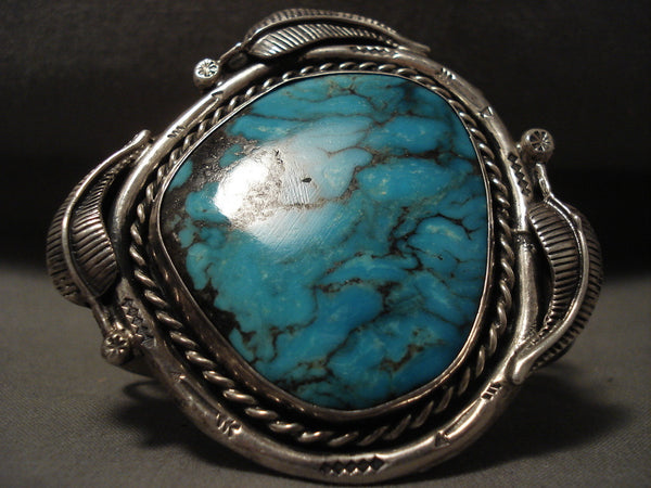 Opulent Vintage Navajo 'Old Morenci Turquoise' Silver Bracelet