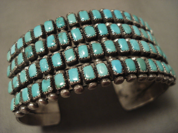 Museum Vintage Navajo 'Rectangled Turquoise' Silver Bracelet