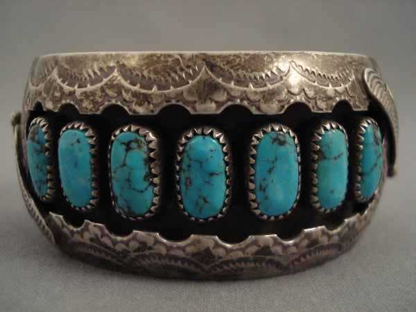 Museum Vintage Navajo Spider Turquoise Silver Sun Bracelet Old