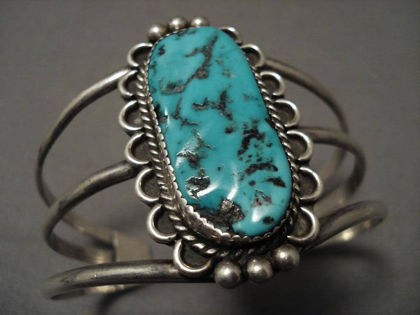 Important Vintage Navajo Wes Willie Turquoise Silver Bracelet