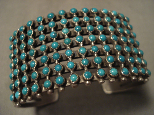 Museum Vintage Zuni/ Navajo Snake Eyes Turquoise Silver Bracelet