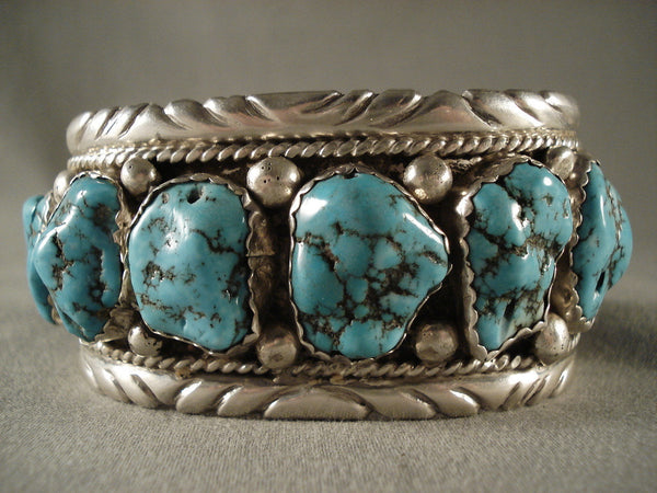 Museum Old Zuni Turquoise Silver Bracelet-106 Grams