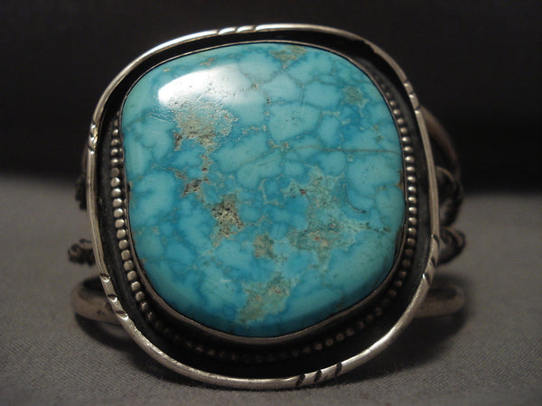 Mind Boggling Vintage Navajo blue Cairco Lake Turquoise Silver Bracelet Old