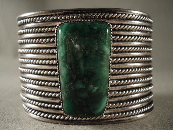 One Of The Finest Intage Navajo Malachite Silver Bracelet