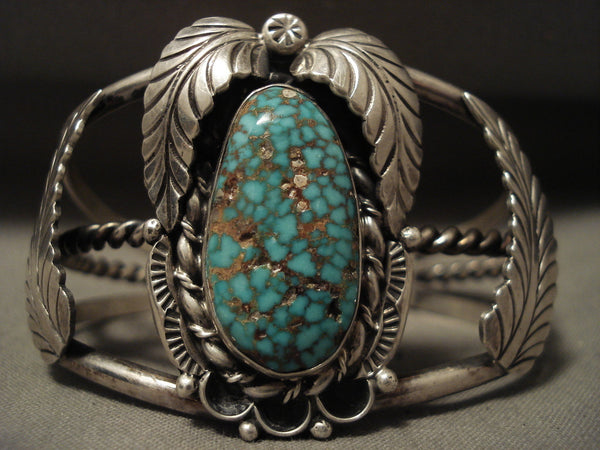 Museum Vintage Navajo :intense Indian Mountain Turquoise' Silver Bracelet Old