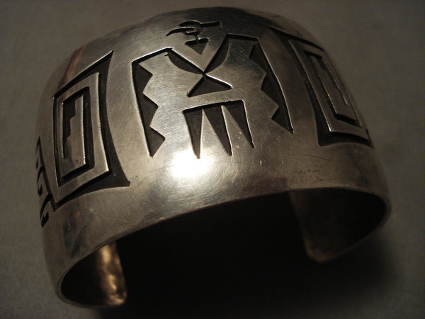 Museum Vintage Navajo 'Silver Bird And Spirit' Silver Bracelet Old