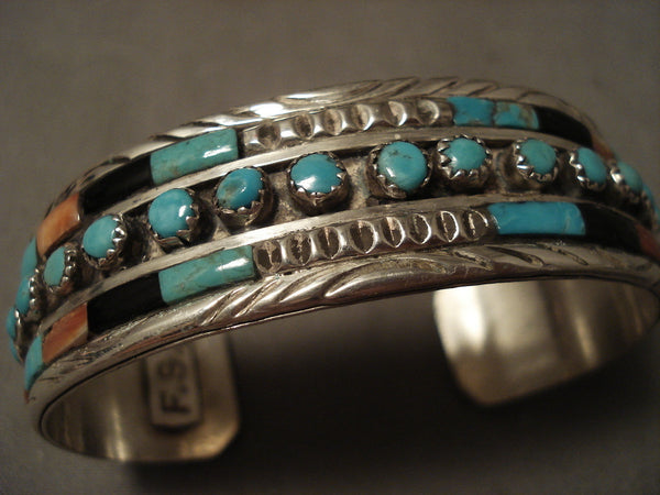 Museum Vintage Navajo 'Plethora Of Stones' Turquoise Silver Bracelet