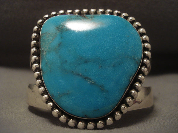 Museum Modernistic Navajo Blue Diamond Turquoise Silver Bracelet