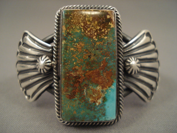 Museum Vintage Navajo 'Squared Royston' Turquoise Silver Bracelet