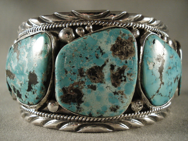 Monstrous Vintage Navajo Turquoise Silver Bracelet