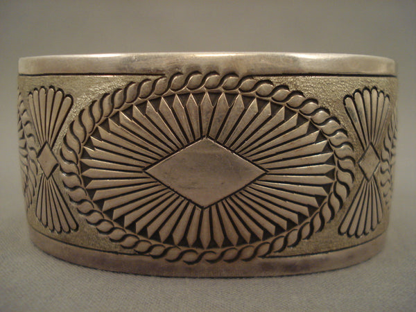 Intense Concho Vintage Navajo Silver Hand Wrought Bracelet