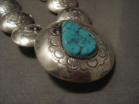 THE BEST VINTAGE NAVAJO ""FLAT TOOLED BEAD"" SILVER NECKLACE