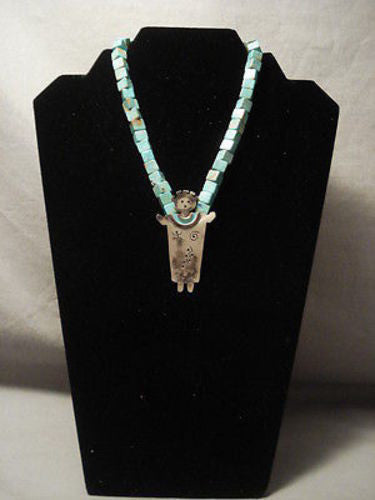 ONE OF THE FINEST VINTAGE NAVAJO CHOKER GREEN TURQUOISE NECKLACE