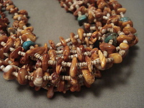 ONE OF THE BEST MODERNISTIC SPINY OYSTER TURQUOISE NAVAJO NECKLACE