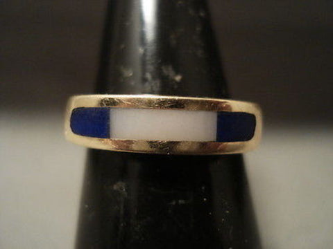 SOLID 14K GOLD VINTAGE NAVAJO ""FINEST LAPIS"" GOLD RING