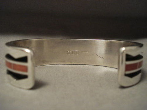 IMPORTANT MODERNISTIC ZUNI ""CORAL WAVE"" SILVER BRACELET
