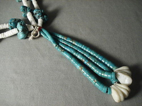 BIG BIG BIG VINTAGE NAVAJO TURQUOISE JACLA NECKLACE OLD