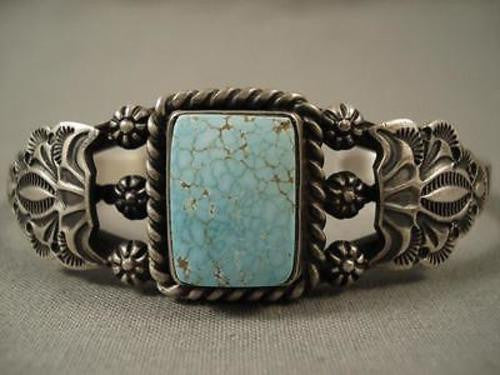 SUPERIOR MODERNISTIC HIGH GRADE #8 TURQUOISE SILVER BRACELET