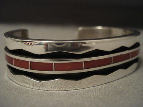 IMPORTANT MODERNISTIC ZUNI ""CORAL WAVE"" SILVER BRACELET