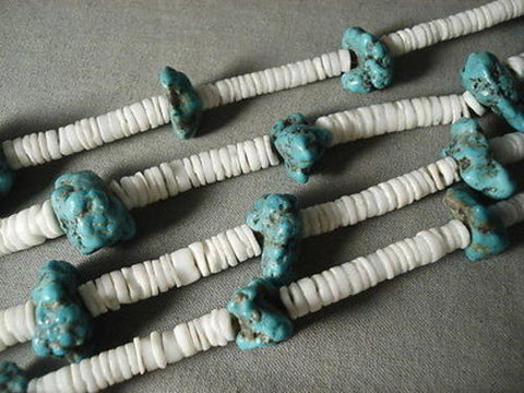 BIG BIG BIG VINTAGE NAVAJO TURQUOISE JACLA NECKLACE OLD