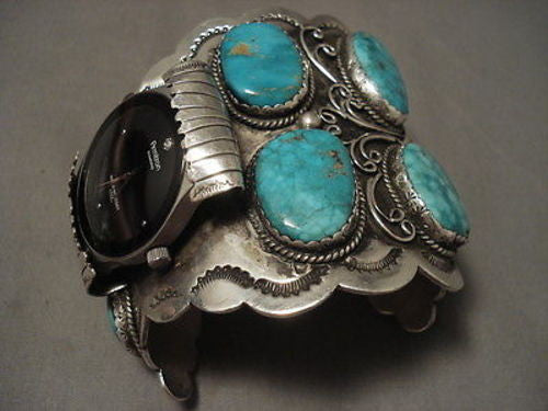 THE BIGGEST AND BEST VINTAGE NAVAJO WATCH BRACELET - 255 GRAMS!