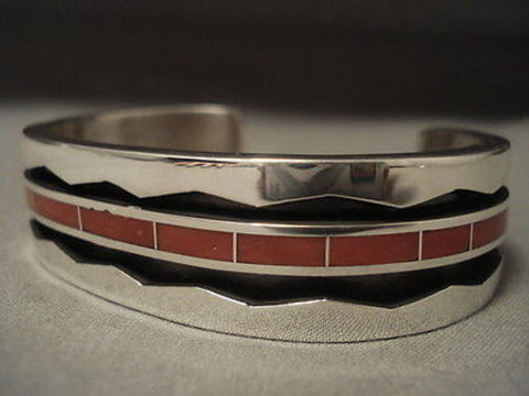 IMPORTANT MODERNISTIC ZUNI ""CORAL WAVE"" SILVER BRACELET