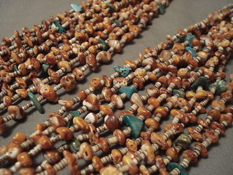 ONE OF THE BEST MODERNISTIC SPINY OYSTER TURQUOISE NAVAJO NECKLACE