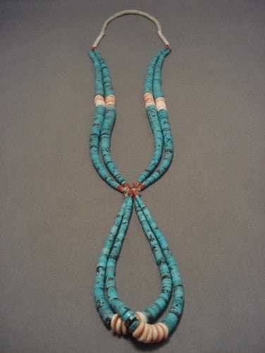 Red Mountain Turquoise Vintage Navajo Turquoise Coral Necklace