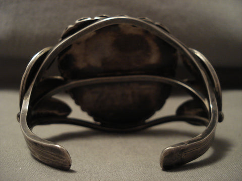 Opulent Vintage Navajo Early 1900's Green Bisbee Turquoise Silver Bracelet