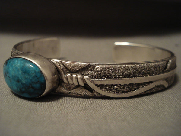 Important Vintage Navajo Blue Diamond Turquoise Silver Bracelet