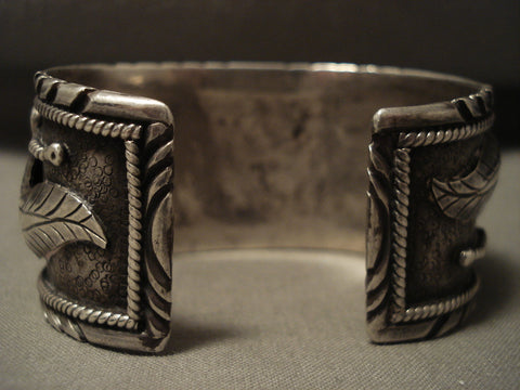 Huge Vintage Navajo Old Kinmgan Turquoise Silver Bracelet