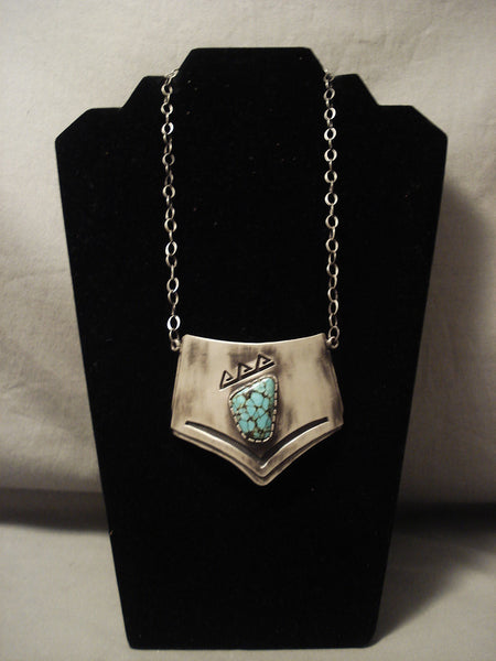 Important Vintage Navajo Oiliva Whitethorne Turquoise Silver Necklace