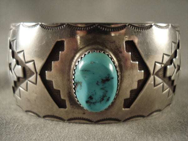 Museum Vintage Navajo Gloria Mike Turquoise Silver Bracelet Old