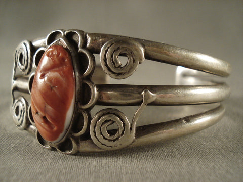 Very Old Navajo Spiny Oyster Silver Ingot Bracelet