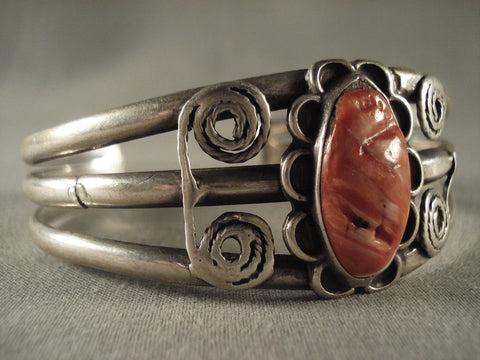 Very Old Navajo Spiny Oyster Silver Ingot Bracelet