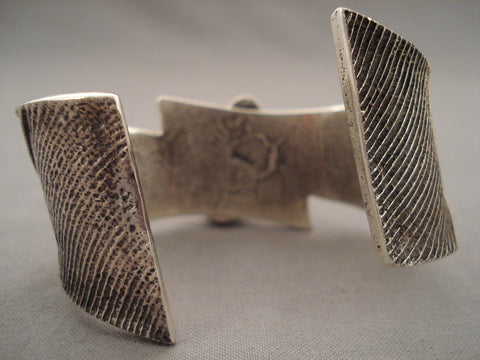 Lightning Bolt Navajoo Gaspeite Silver Bracelet
