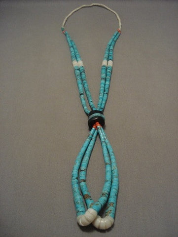 Eye Catching Vintage Navajo/ Santo Domingo Bsibee Turquoise Necklace