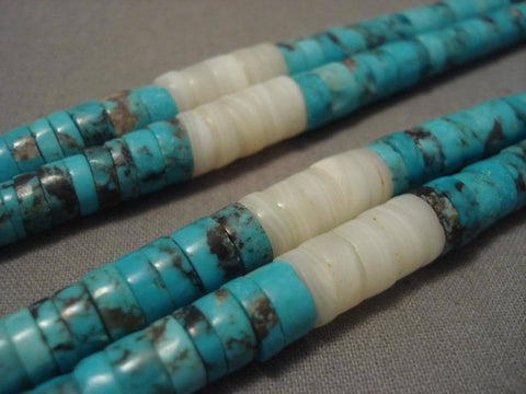 Eye Catching Vintage Navajo/ Santo Domingo Bsibee Turquoise Necklace